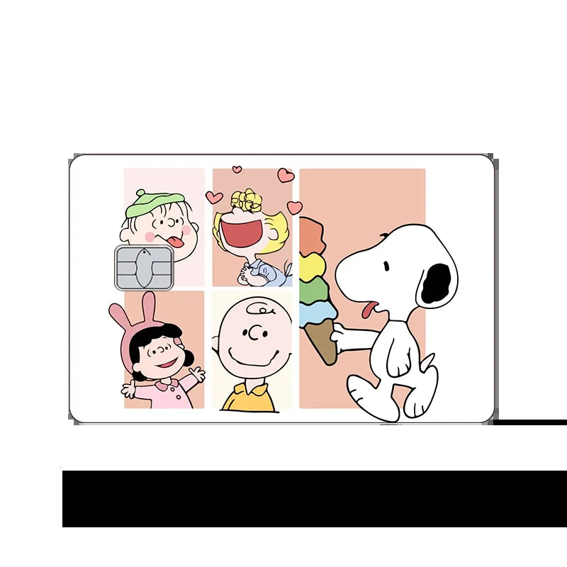Nueva cubierta protectora frontal de tarjeta con diseño Kawaii de Snoopy Anime