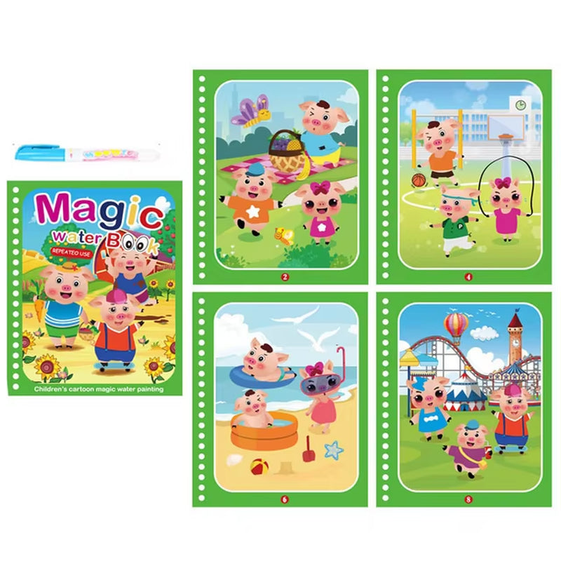 Libro de Colorear Reutilizable para Niños – Juguete Montessori de Dibujo con Agua Mágica Libro de Pintura Educativo Sensorial – Juguete de Aprendizaje Temprano para Niños y Niñas.