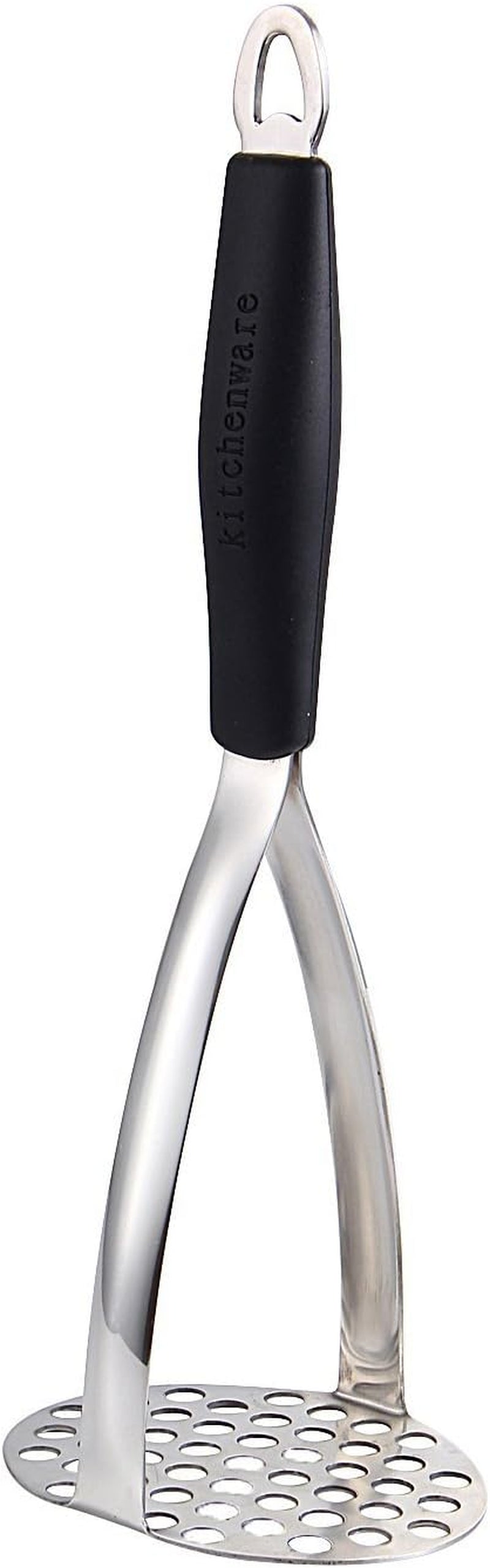 Prensapuré de Acero Inoxidable de Alta Resistencia, Herramienta de Cocina Profesional Integrada para Triturar Alimentos / Prensador de Papas con Mango de Silicona. Perfecto para frijoles, vegetales, frutas, aguacate y carne.