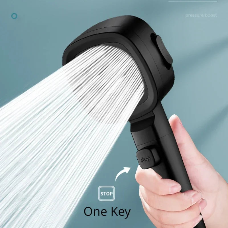 Cabezal de Ducha de Alta Presión, Ahorro de Agua con 3 Modos – Rociador de Masaje con Botón de Parada Rápida, Cabezal de Ducha Ajustable para Baño – Accesorios de Baño.