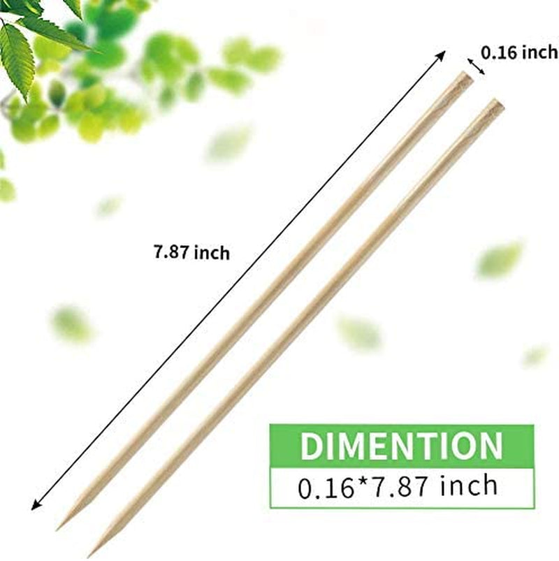 Brochetas de Bambú de 8 Pulgadas, 100 Unidades – Palillos de Bambú para BBQ, Parrilla, Aperitivos, Frutas, Mazorcas, Fuente de Chocolate, Cócteles, Manualidades y Artesanía – Pack de 100.