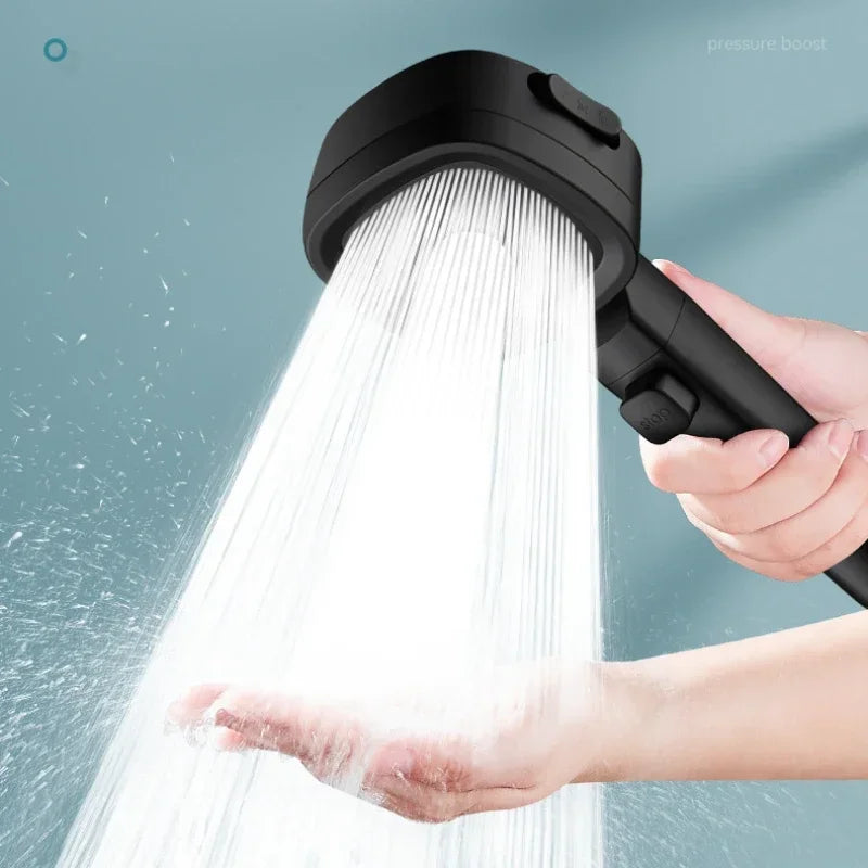 Cabezal de Ducha de Alta Presión, Ahorro de Agua con 3 Modos – Rociador de Masaje con Botón de Parada Rápida, Cabezal de Ducha Ajustable para Baño – Accesorios de Baño.
