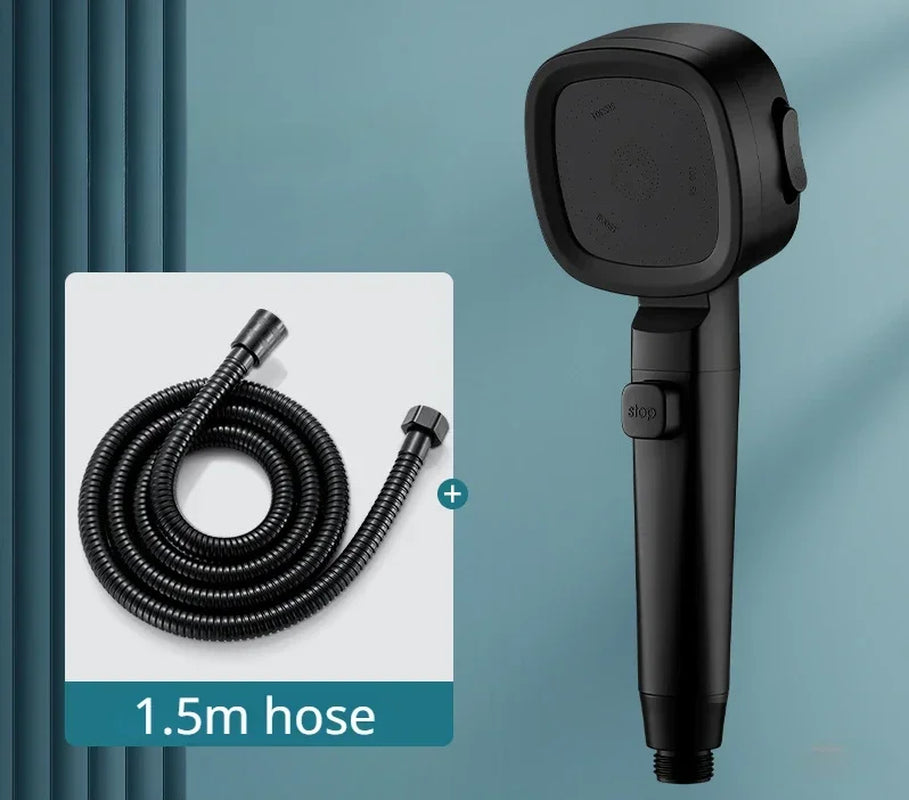 Cabezal de Ducha de Alta Presión, Ahorro de Agua con 3 Modos – Rociador de Masaje con Botón de Parada Rápida, Cabezal de Ducha Ajustable para Baño – Accesorios de Baño.