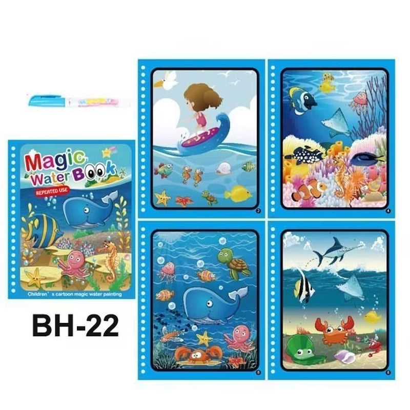 Libro de Colorear Reutilizable para Niños – Juguete Montessori de Dibujo con Agua Mágica Libro de Pintura Educativo Sensorial – Juguete de Aprendizaje Temprano para Niños y Niñas.