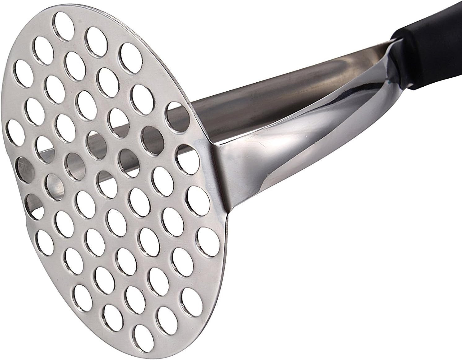 Prensapuré de Acero Inoxidable de Alta Resistencia, Herramienta de Cocina Profesional Integrada para Triturar Alimentos / Prensador de Papas con Mango de Silicona. Perfecto para frijoles, vegetales, frutas, aguacate y carne.