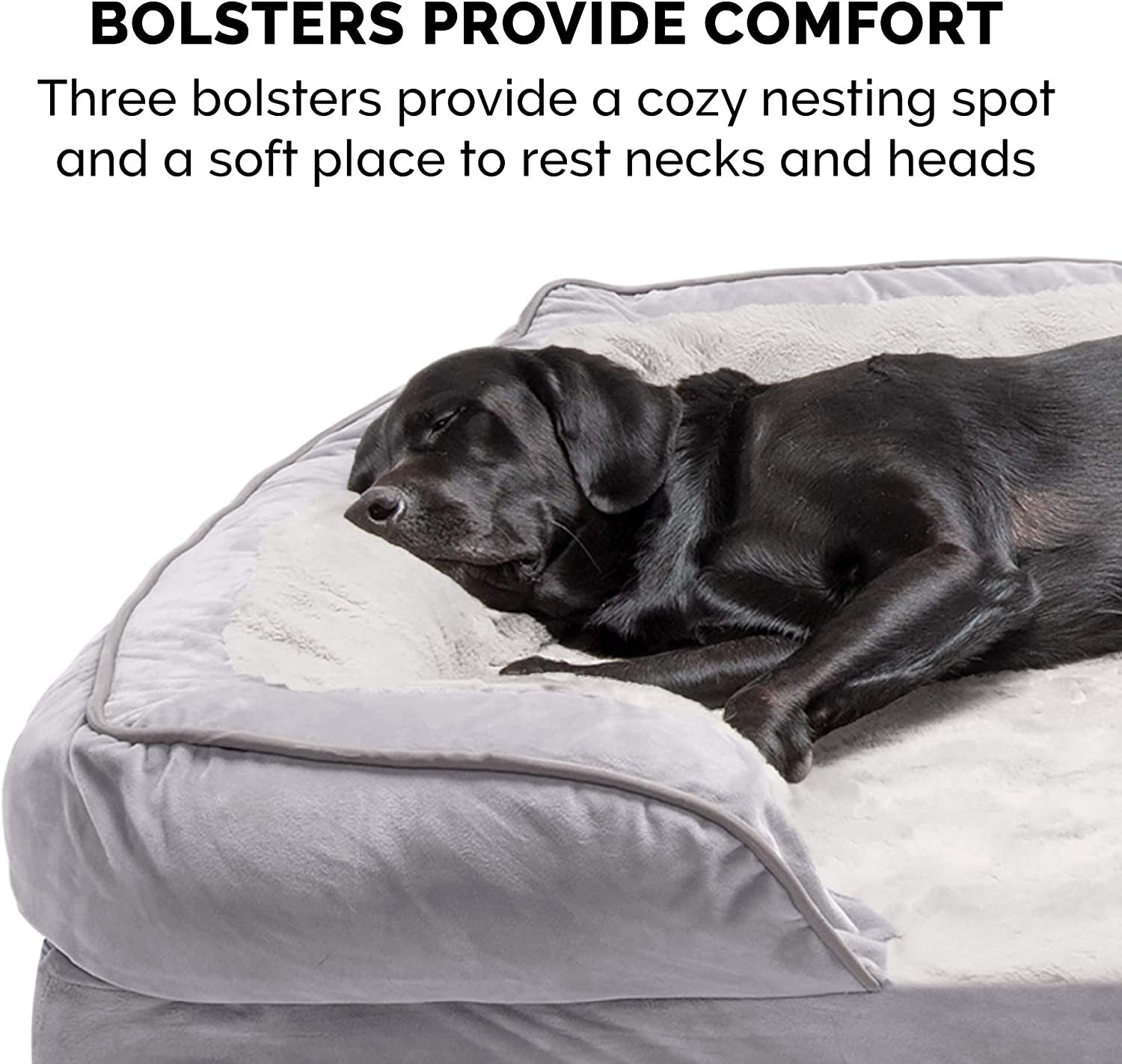 Cama para Perro Suave de Espuma Ortopédica con Máximo Confort, Funda Lavable y Removible – Velvet Waves – Color Gris Granito, Para Perros de Hasta 25 kg (55 lb) – Tamaño Grande.