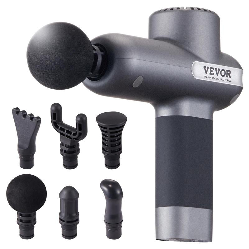 VEVOR Mini Pistola de Masaje – Pistola de Masaje Percusiva para Músculos y Atletas Con 5 Niveles de Velocidad y 6 Cabezas de Masaje – Batería de 7.4V y 2500mAh – Pistola de Masaje Portátil y Compacta para Alivio del Dolor y Relajación Muscular.