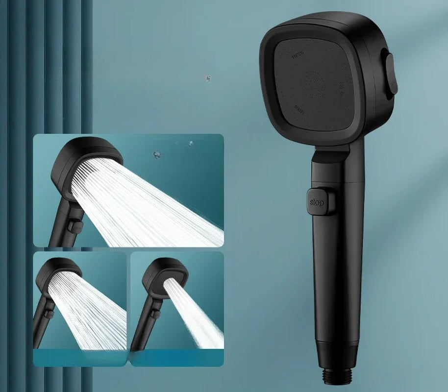 Cabezal de Ducha de Alta Presión, Ahorro de Agua con 3 Modos – Rociador de Masaje con Botón de Parada Rápida, Cabezal de Ducha Ajustable para Baño – Accesorios de Baño.