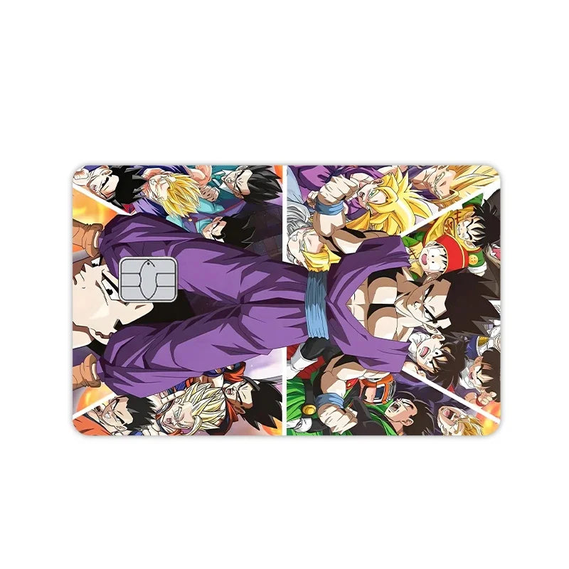 Anime Dragon Ball - Pegatinas de vinilo mate tipo PVC para tarjeta. Cubierta decorativa con efecto láser estrella kawaii, ideal para tarjetas de crédito, débito, transporte público. Juguete decorativo o regalo DIY