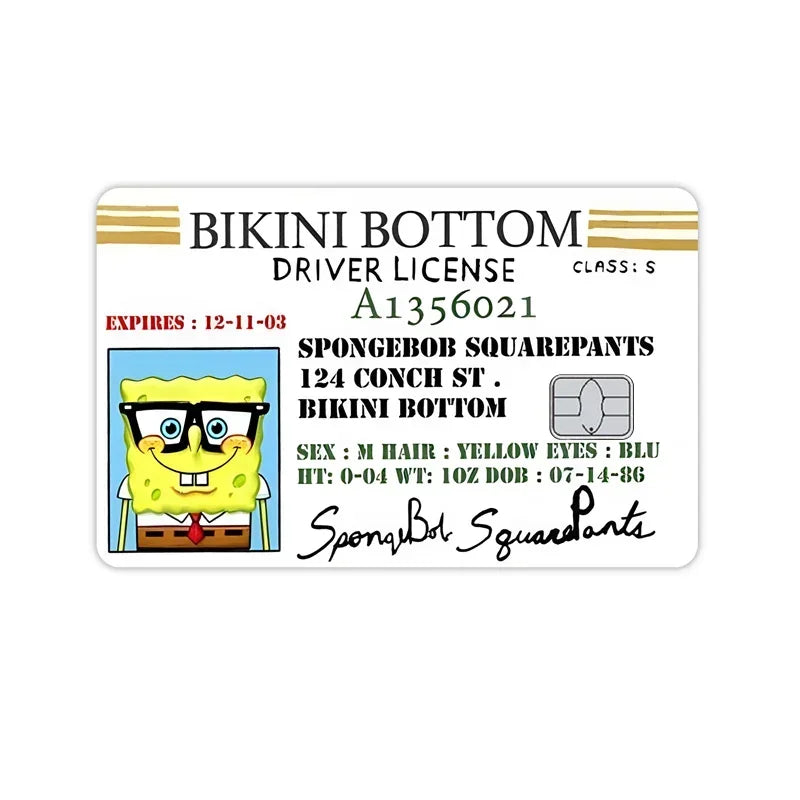 Pegatina de tarjeta con diseño de Bob Esponja