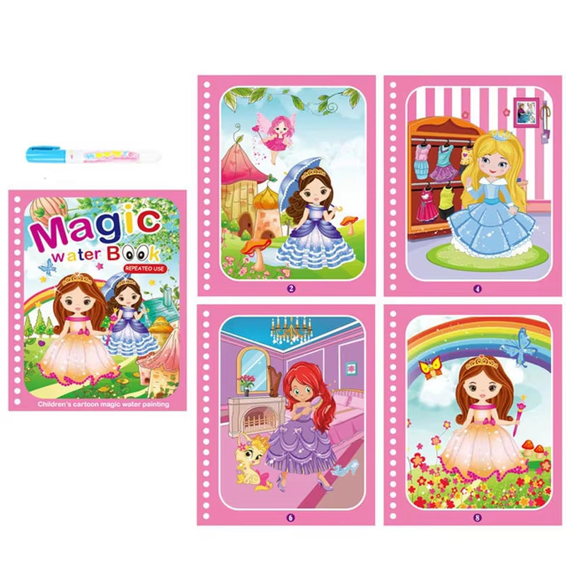 Libro de Colorear Reutilizable para Niños – Juguete Montessori de Dibujo con Agua Mágica Libro de Pintura Educativo Sensorial – Juguete de Aprendizaje Temprano para Niños y Niñas.