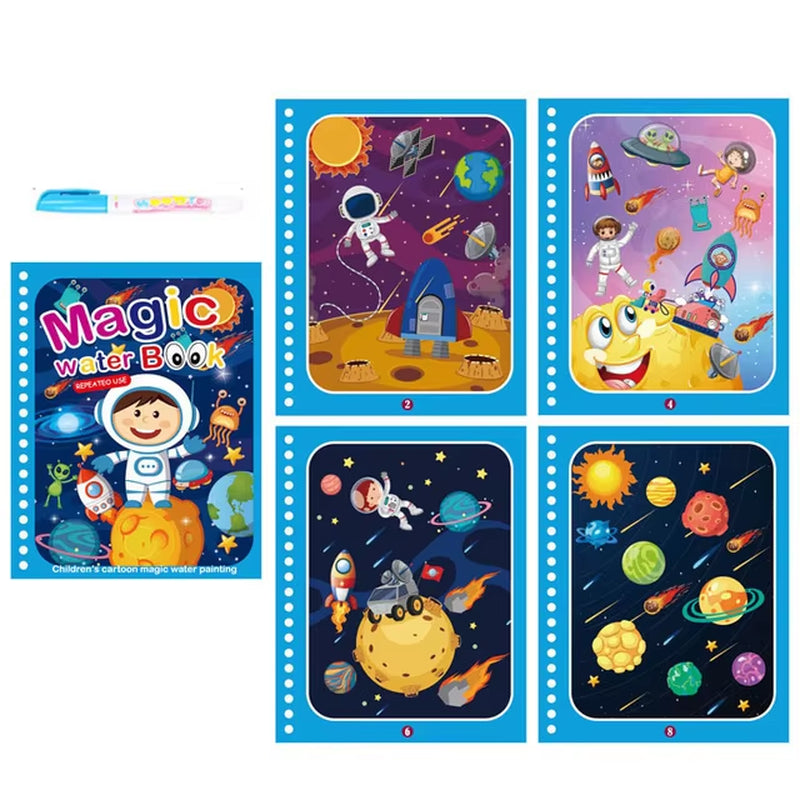 Libro de Colorear Reutilizable para Niños – Juguete Montessori de Dibujo con Agua Mágica Libro de Pintura Educativo Sensorial – Juguete de Aprendizaje Temprano para Niños y Niñas.