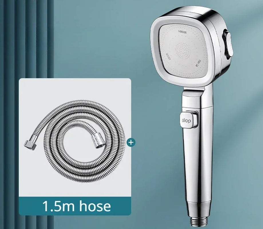 Cabezal de Ducha de Alta Presión, Ahorro de Agua con 3 Modos – Rociador de Masaje con Botón de Parada Rápida, Cabezal de Ducha Ajustable para Baño – Accesorios de Baño.