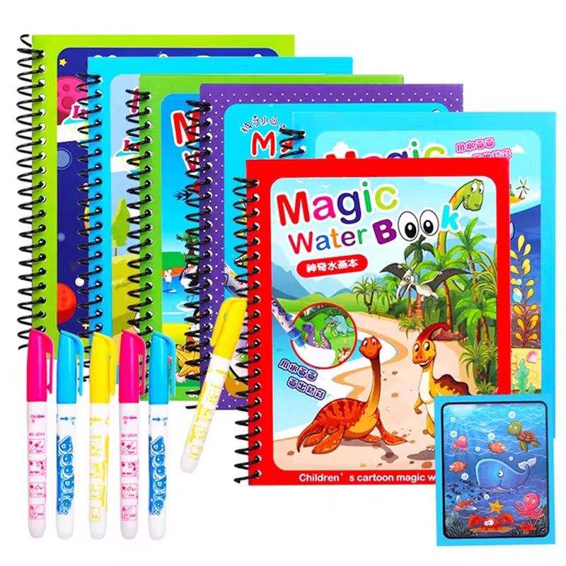 Libro de Colorear Reutilizable para Niños – Juguete Montessori de Dibujo con Agua Mágica Libro de Pintura Educativo Sensorial – Juguete de Aprendizaje Temprano para Niños y Niñas.