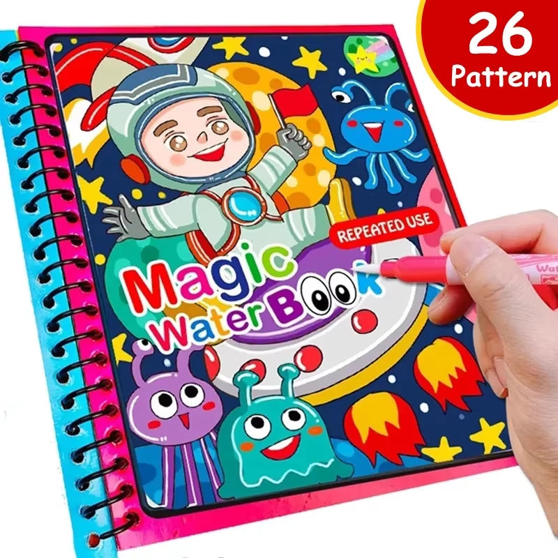 Libro de Colorear Reutilizable para Niños – Juguete Montessori de Dibujo con Agua Mágica Libro de Pintura Educativo Sensorial – Juguete de Aprendizaje Temprano para Niños y Niñas.