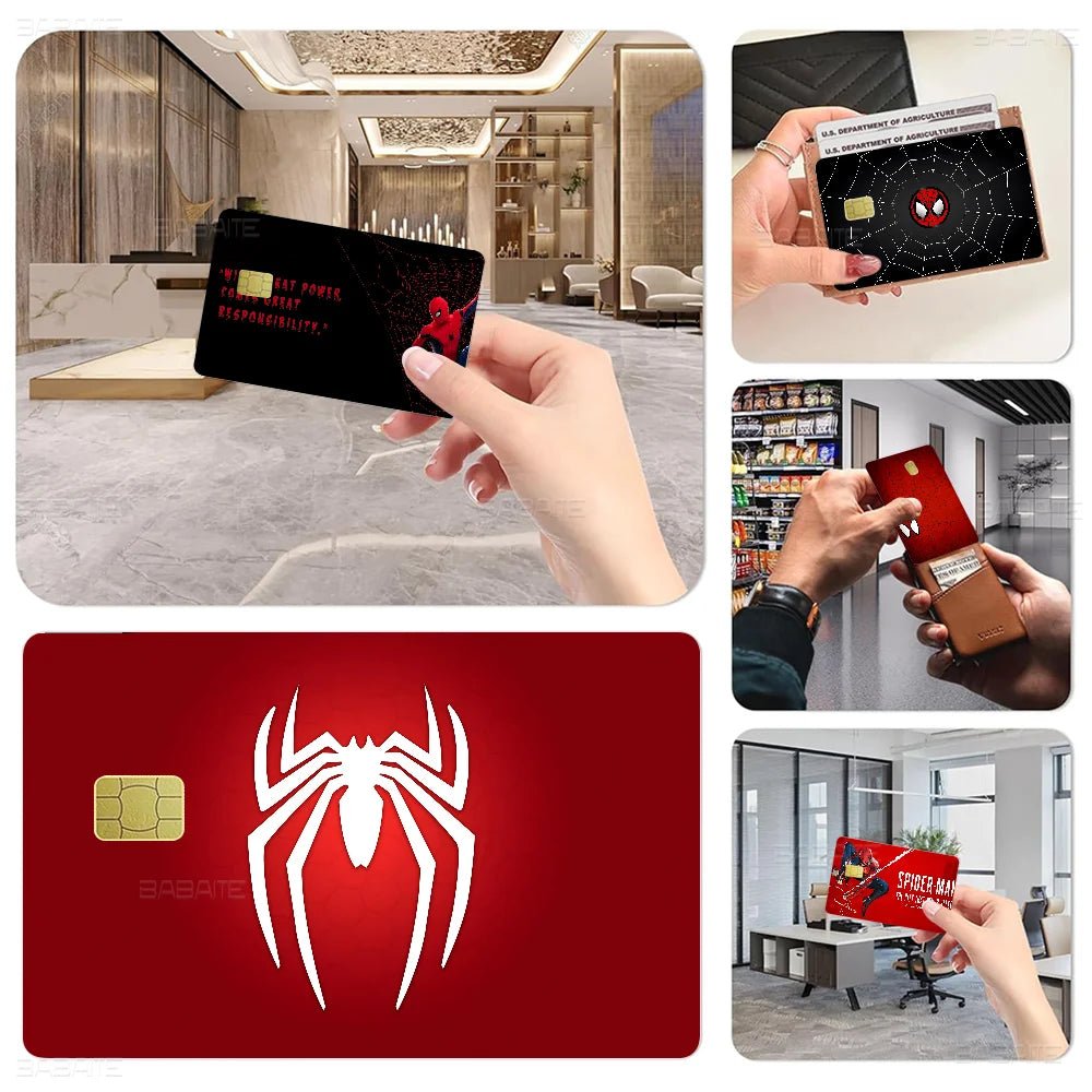 Avengers Superhero S-Spiderman Vintage Anmie Sticker Film Skin Cover for Credit Card Debit Bank Card Front