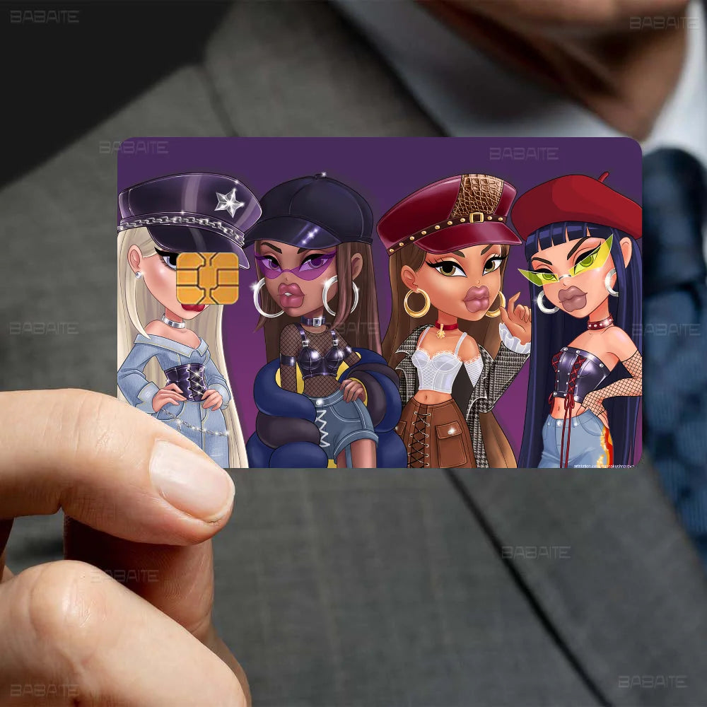 Cartoon B-Bratzs Anime Front Cover Film Sticker Skin for Credit Debit Card Small Large Chip