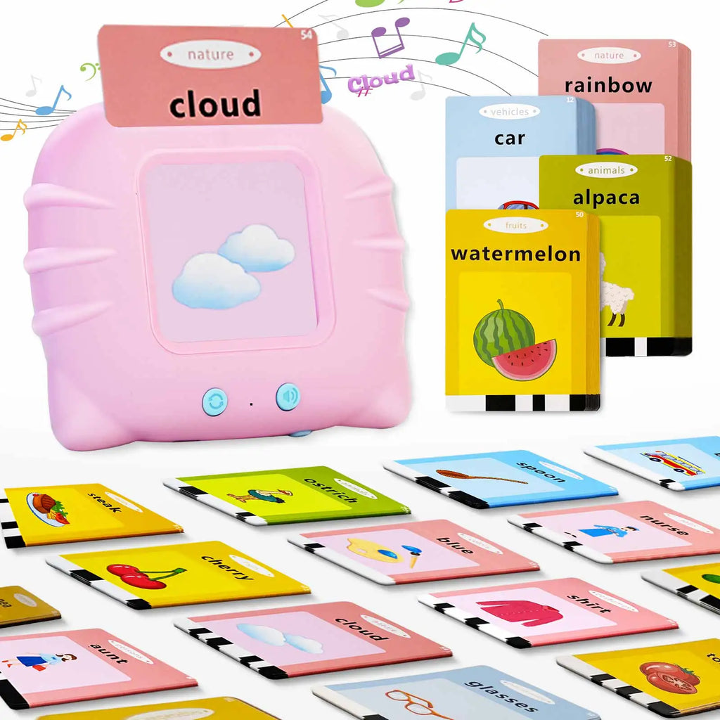 Tarjetas Didácticas Habladoras – Juguete Educativo con Tarjetas de Alfabeto y Palabras en Inglés, Ideal para Bolsillo, Terapia del Habla, Autismo y Estimulación Sensorial – Juguete de Aprendizaje Temprano para Niños.