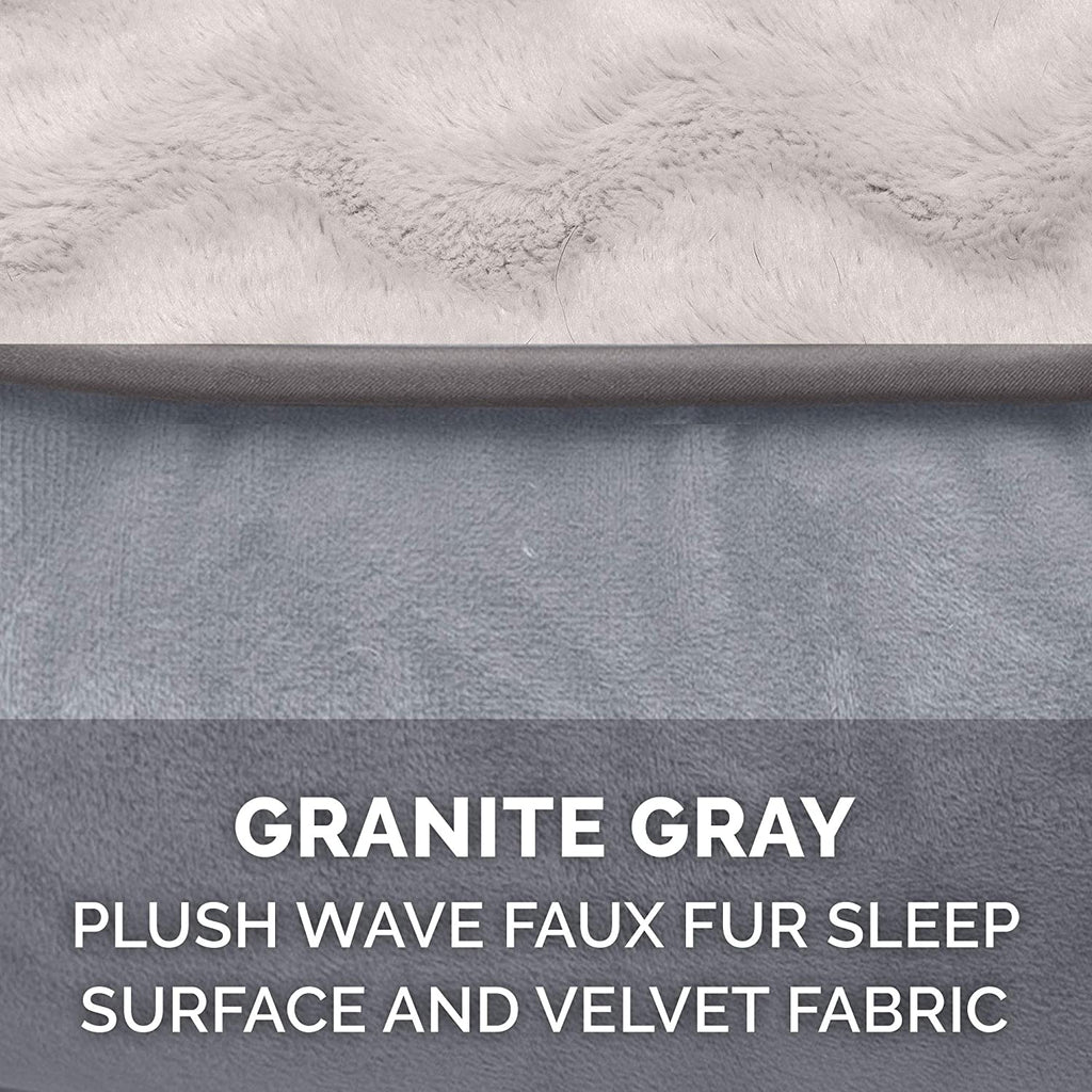 Cama para Perro Suave de Espuma Ortopédica con Máximo Confort, Funda Lavable y Removible – Velvet Waves – Color Gris Granito, Para Perros de Hasta 25 kg (55 lb) – Tamaño Grande.