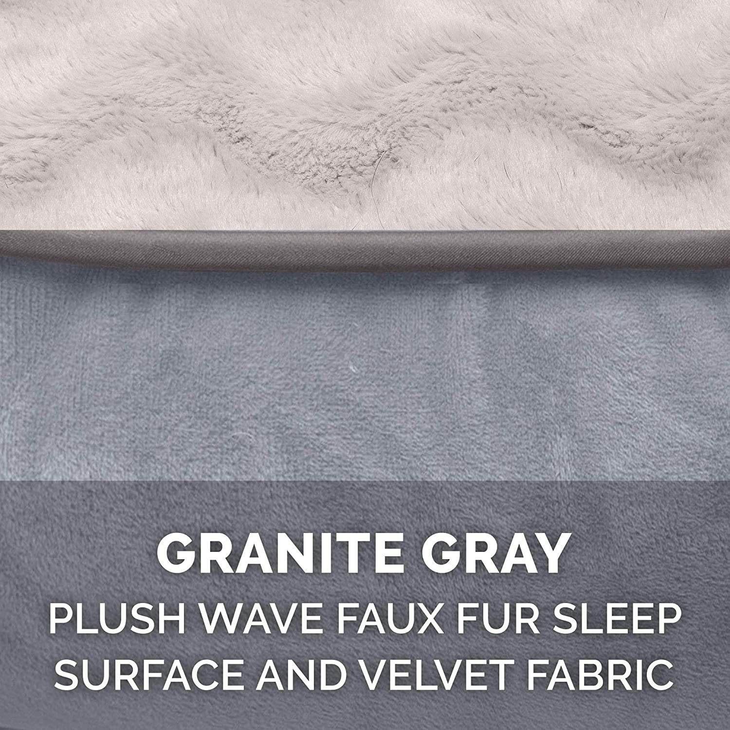 Cama para Perro Suave de Espuma Ortopédica con Máximo Confort, Funda Lavable y Removible – Velvet Waves – Color Gris Granito, Para Perros de Hasta 25 kg (55 lb) – Tamaño Grande.