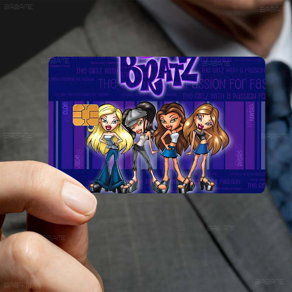 Cartoon B-Bratzs Anime Front Cover Film Sticker Skin for Credit Debit Card Small Large Chip
