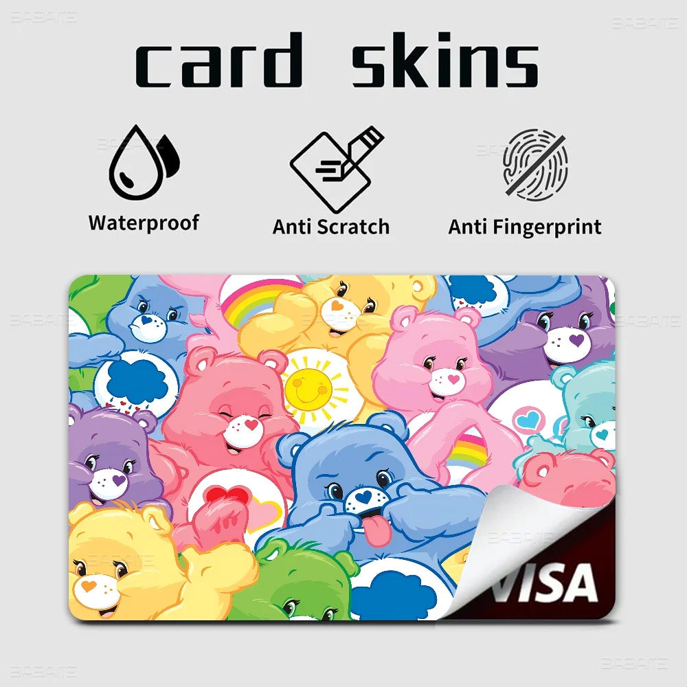 Cartoon C-Care Cute B-Bears S Anime Cartoon Bear Skin Sticker Film Tape Case for Big Credit Debit Card Front Side