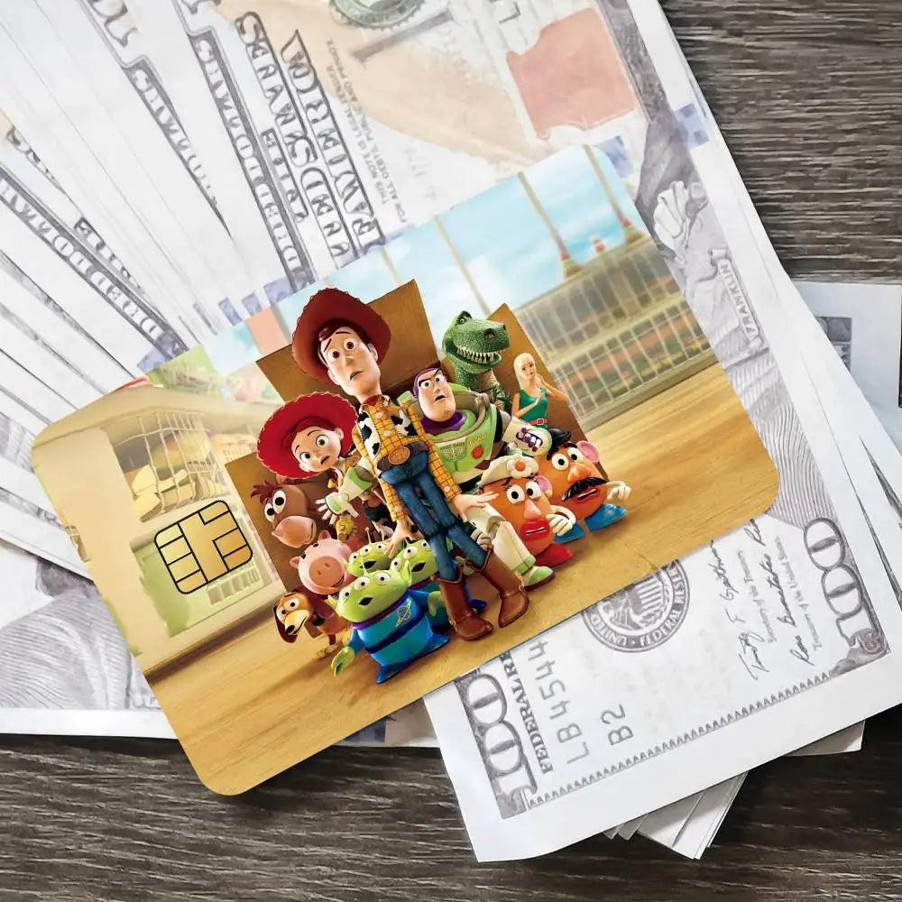 Cartoon Toy Story 2 Film Skin Cover Credit Card Stickers 4PCS Debit Front Decoration Bank Bus Pass Waterproof