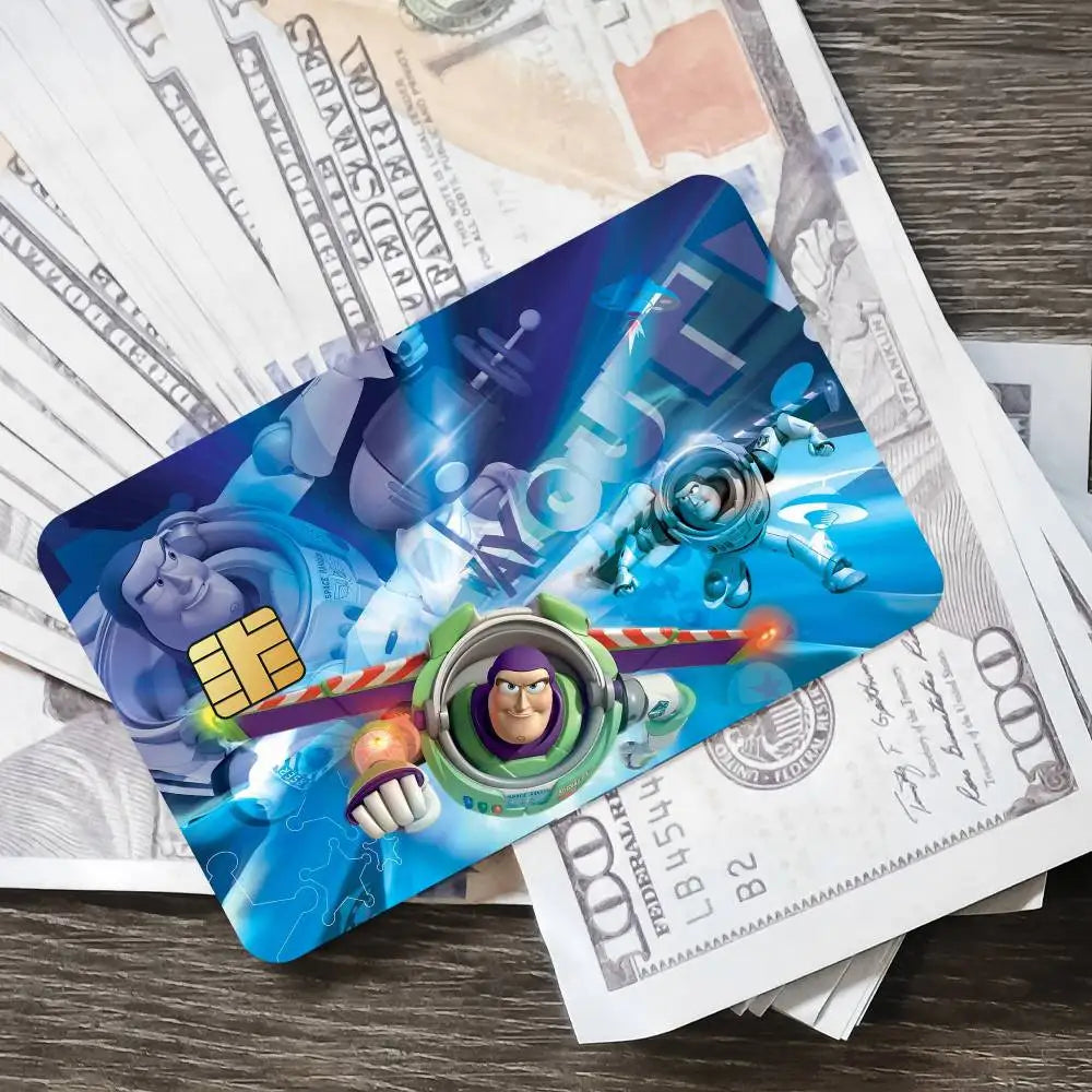 Cartoon Toy Story 2 Film Skin Cover Credit Card Stickers 4PCS Debit Front Decoration Bank Bus Pass Waterproof