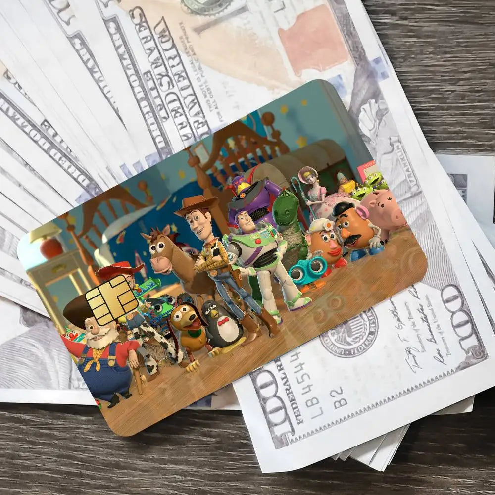 Cartoon Toy Story 2 Film Skin Cover Credit Card Stickers 4PCS Debit Front Decoration Bank Bus Pass Waterproof