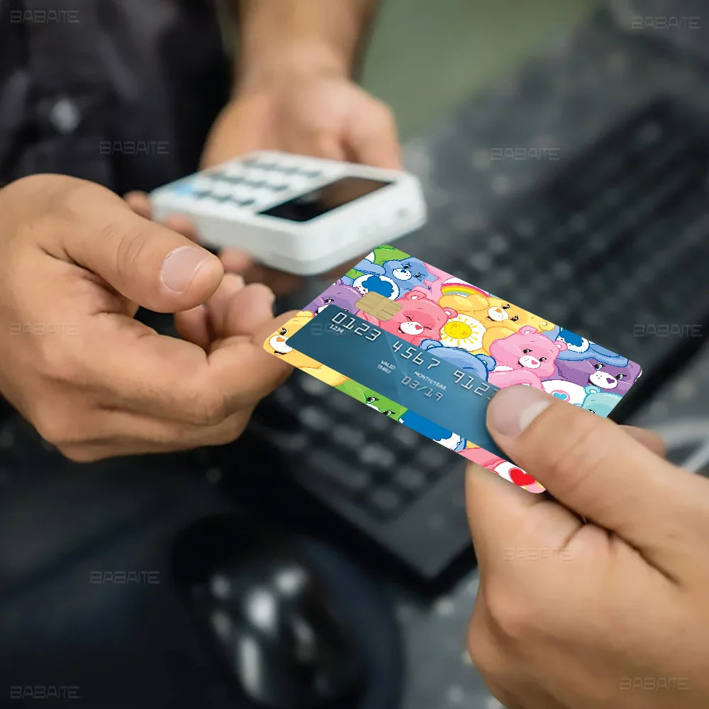 Cartoon C-Care Cute B-Bears S Anime Cartoon Bear Skin Sticker Film Tape Case for Big Credit Debit Card Front Side