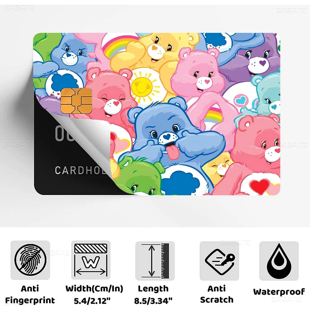Cartoon C-Care Cute B-Bears S Anime Cartoon Bear Skin Sticker Film Tape Case for Big Credit Debit Card Front Side