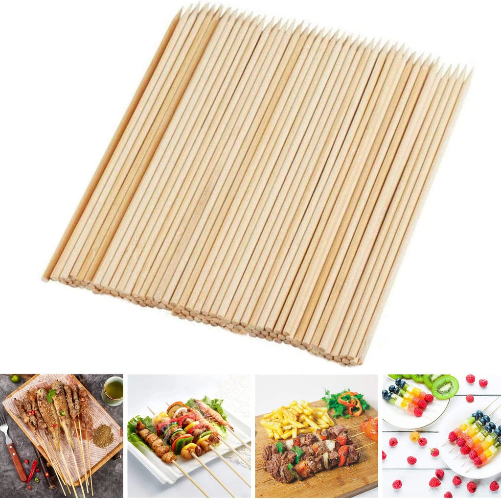 Brochetas de Bambú de 8 Pulgadas, 100 Unidades – Palillos de Bambú para BBQ, Parrilla, Aperitivos, Frutas, Mazorcas, Fuente de Chocolate, Cócteles, Manualidades y Artesanía – Pack de 100.
