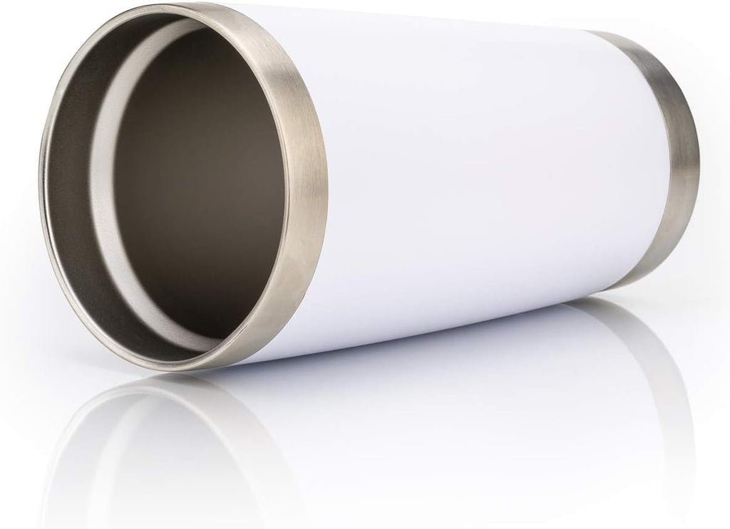 Vaso Térmico de 20 oz con Tapa y Sorbete, Taza de Café de Acero Inoxidable con Aislamiento al Vacío, Doble Pared y Recubrimiento en Polvo – Taza de Viaje (Blanco, 1 Unidad).