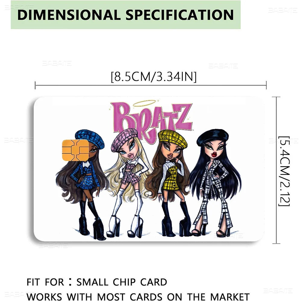 Cartoon B-Bratzs Anime Front Cover Film Sticker Skin for Credit Debit Card Small Large Chip