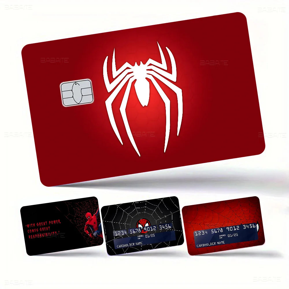 Avengers Superhero S-Spiderman Vintage Anmie Sticker Film Skin Cover for Credit Card Debit Bank Card Front
