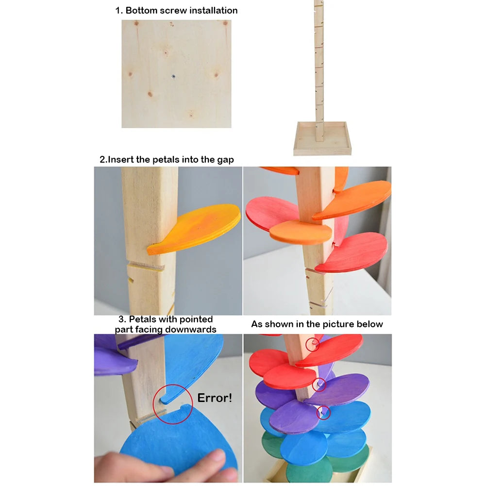 Árbol Musical de Canicas de Madera – Juguete Montessori para Niños Juego Educativo de Carrera de Bolas con Sonido y Clasificación por Colores – Juguete de Madera para Niños y Niñas de 4 a 8 Años.