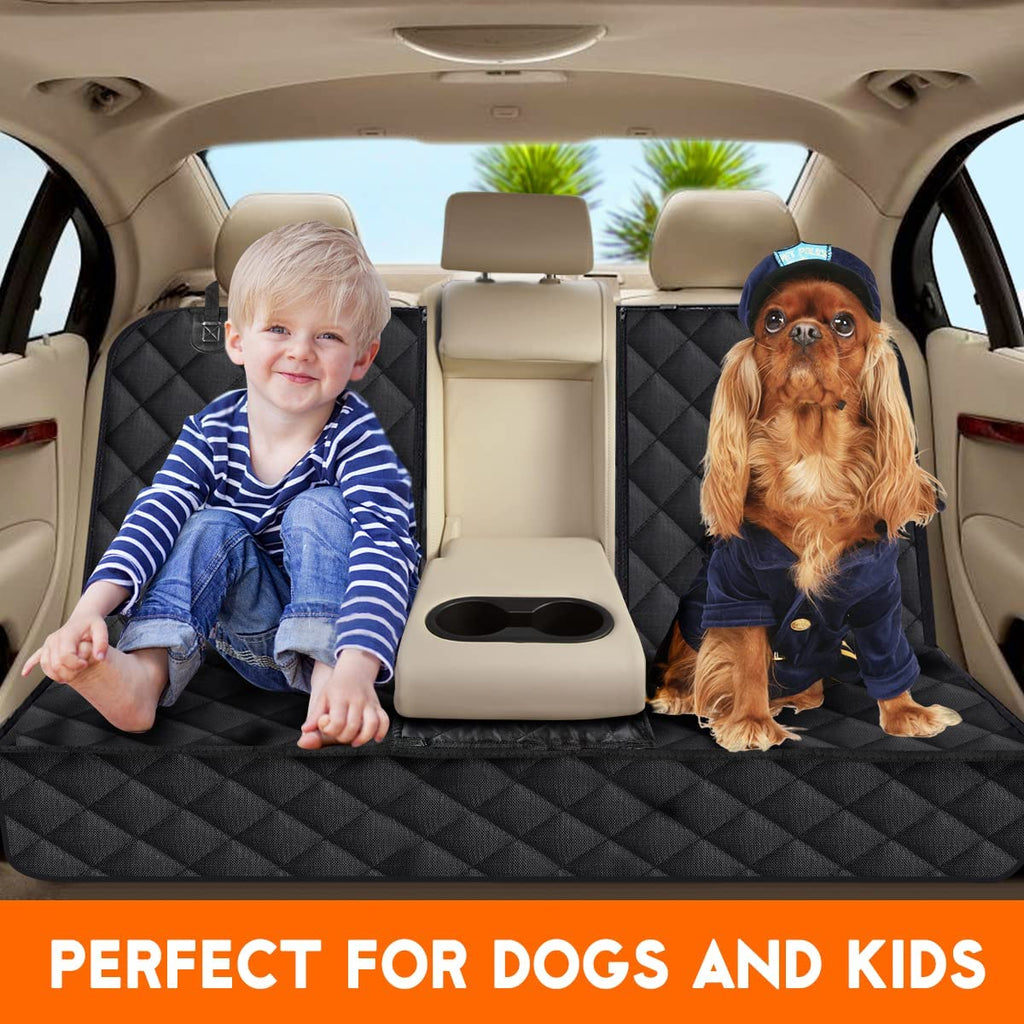 Funda de Asiento para Perro – Protector Impermeable para Asiento Trasero de Autos, Camionetas y SUV – Antideslizante, Compatible con Reposabrazos Central – Color Negro.