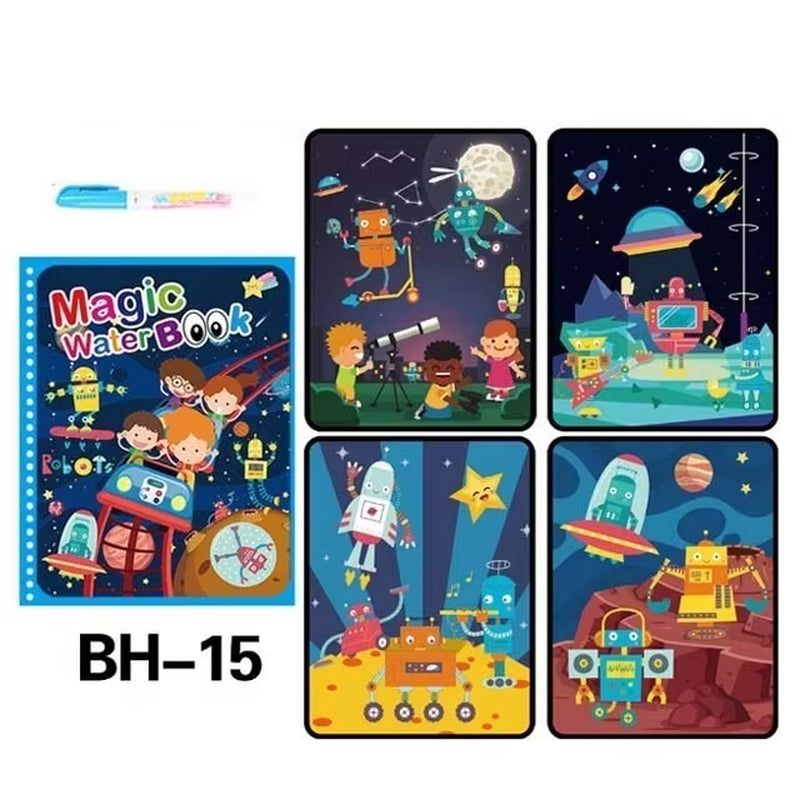 Libro de Colorear Reutilizable para Niños – Juguete Montessori de Dibujo con Agua Mágica Libro de Pintura Educativo Sensorial – Juguete de Aprendizaje Temprano para Niños y Niñas.