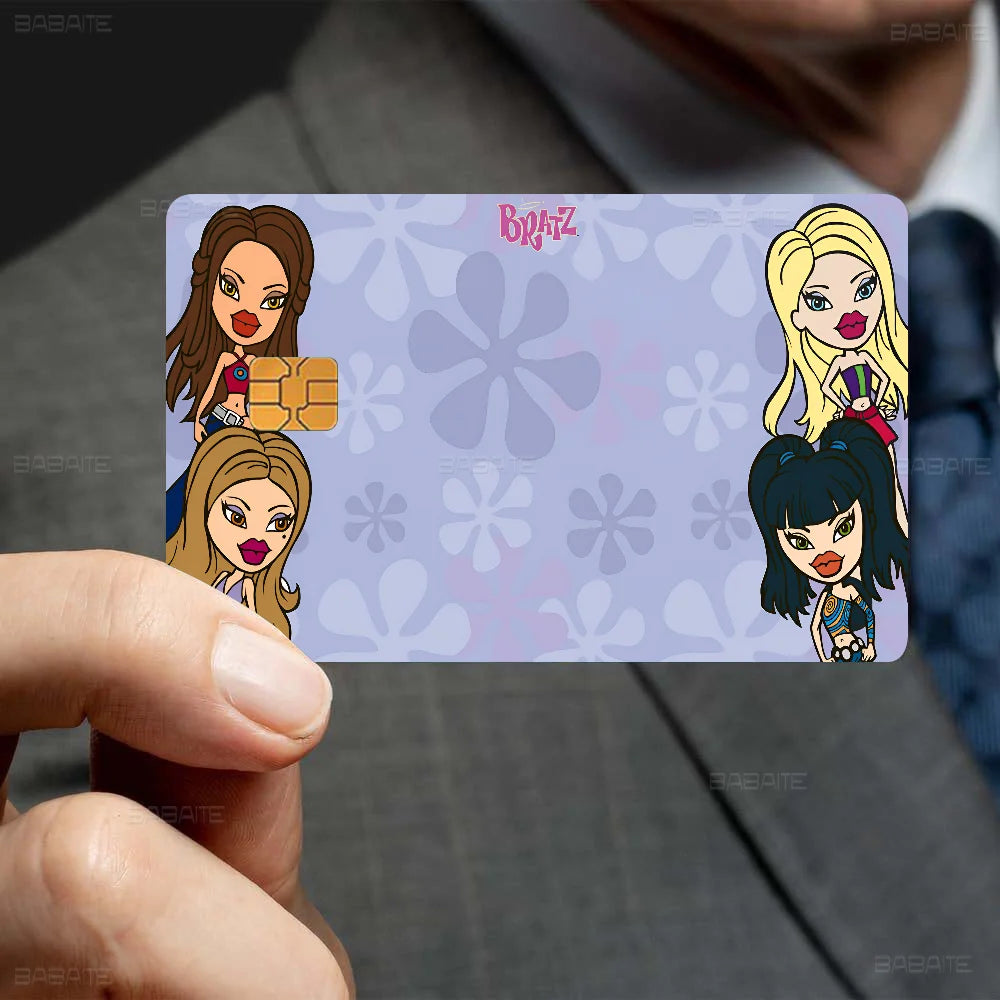 Cartoon B-Bratzs Anime Front Cover Film Sticker Skin for Credit Debit Card Small Large Chip