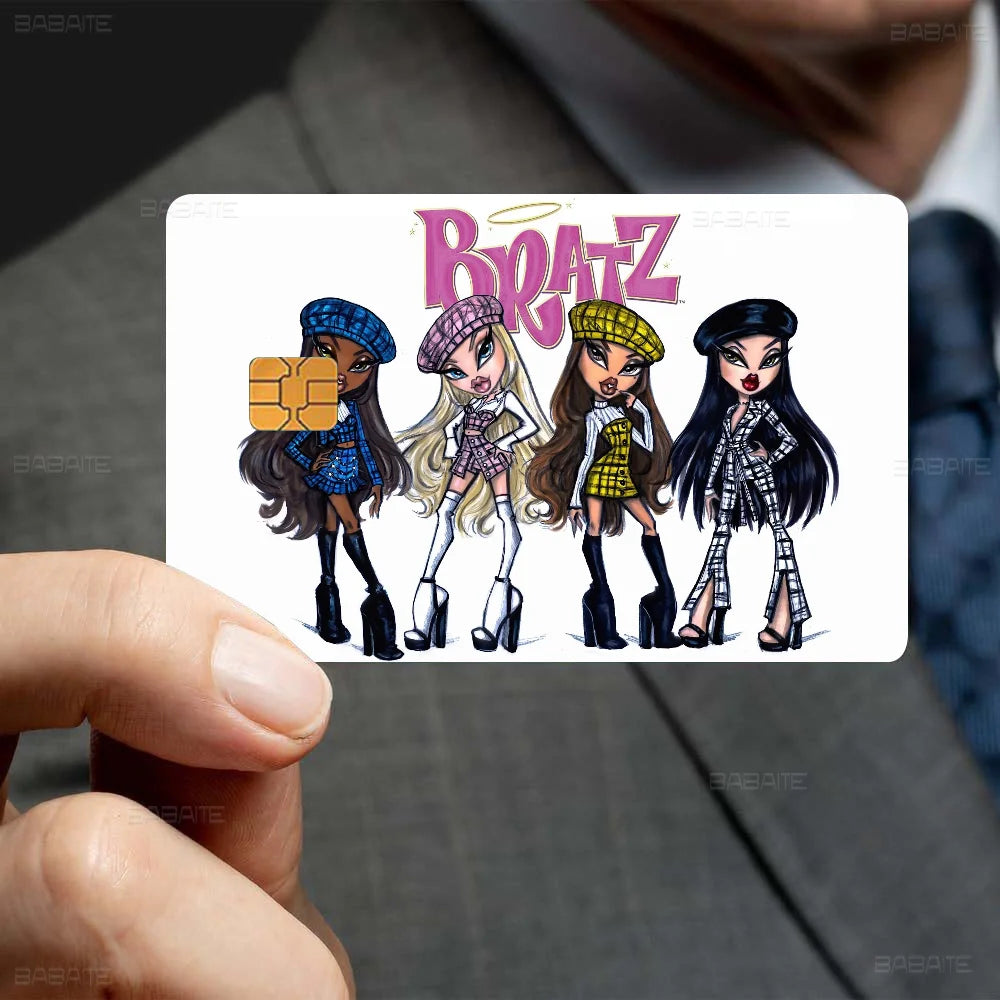 Cartoon B-Bratzs Anime Front Cover Film Sticker Skin for Credit Debit Card Small Large Chip