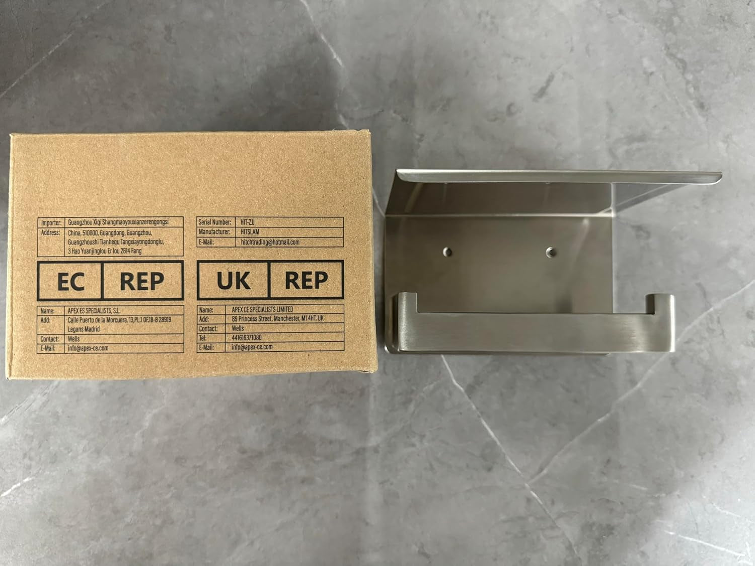 Porta Papel Higiénico en Níquel Cepillado, Soporte Plateado con Repisa, Autoadhesivo sin Taladro o Montaje en Pared con Tornillos para Baño.