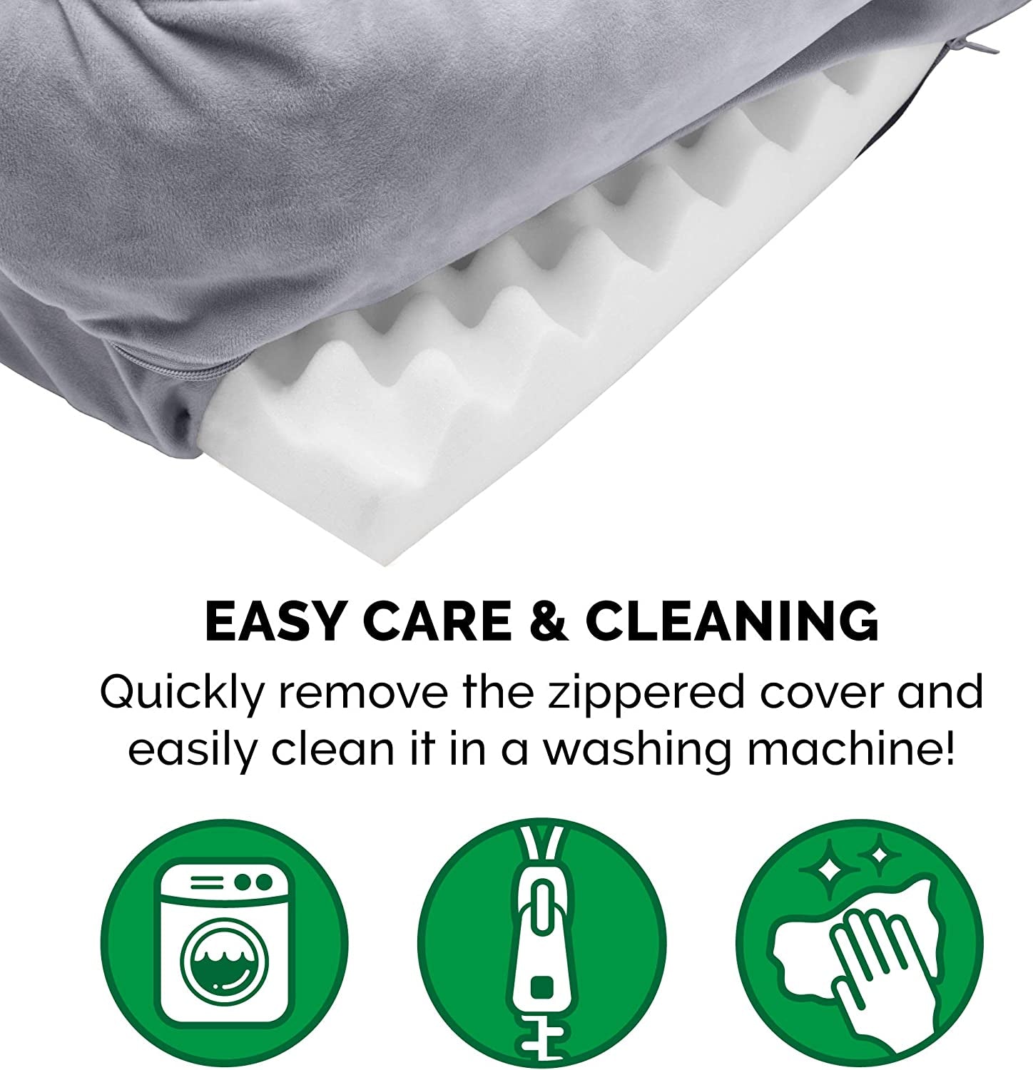 Cama para Perro Suave de Espuma Ortopédica con Máximo Confort, Funda Lavable y Removible – Velvet Waves – Color Gris Granito, Para Perros de Hasta 25 kg (55 lb) – Tamaño Grande.