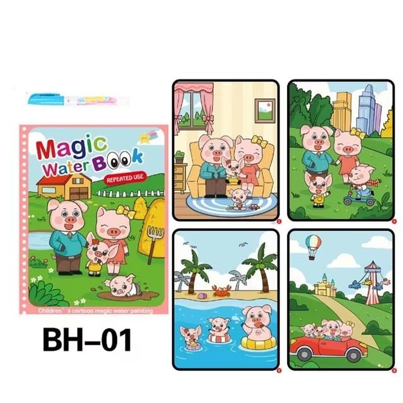 Libro de Colorear Reutilizable para Niños – Juguete Montessori de Dibujo con Agua Mágica Libro de Pintura Educativo Sensorial – Juguete de Aprendizaje Temprano para Niños y Niñas.