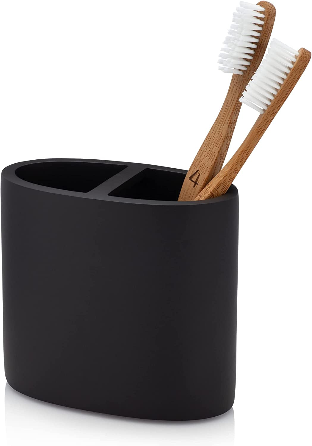 Portacepillos de Dientes Negro Mate para Encimeras de Baño, Portacepillos Pequeño – Colección Negro Mate.