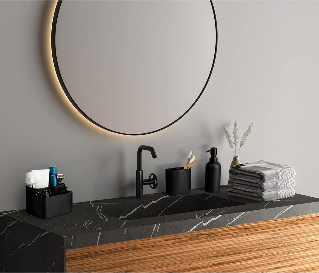 Portacepillos de Dientes Negro Mate para Encimeras de Baño, Portacepillos Pequeño – Colección Negro Mate.