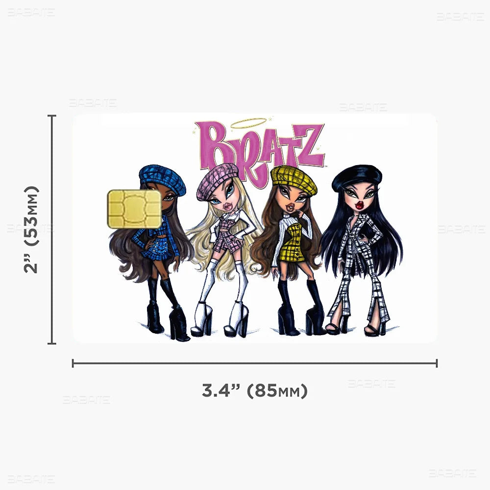 Cartoon B-Bratzs Anime Front Cover Film Sticker Skin for Credit Debit Card Small Large Chip