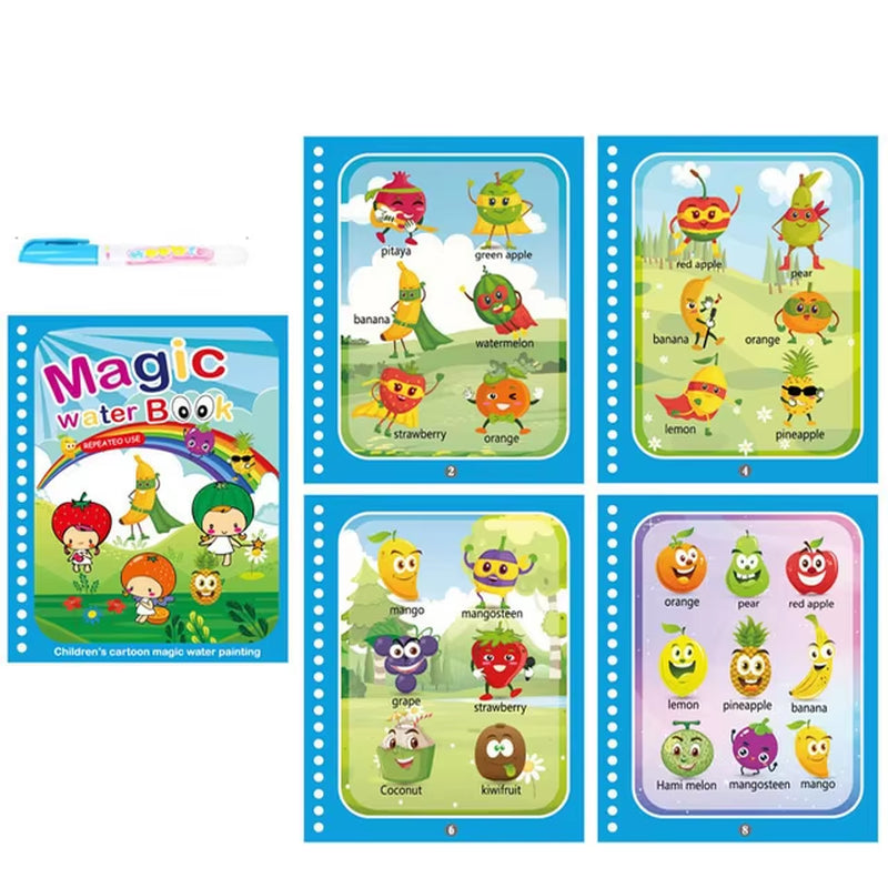 Libro de Colorear Reutilizable para Niños – Juguete Montessori de Dibujo con Agua Mágica Libro de Pintura Educativo Sensorial – Juguete de Aprendizaje Temprano para Niños y Niñas.