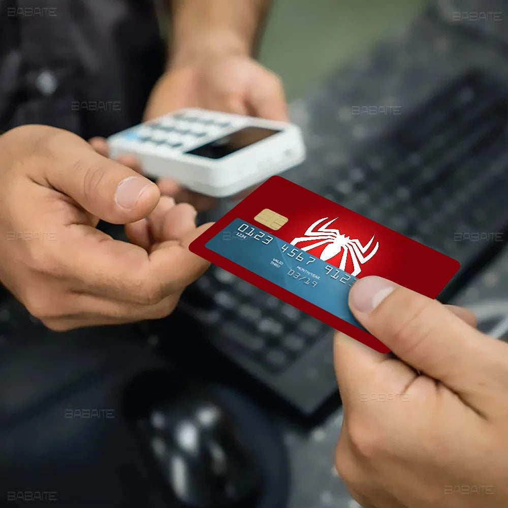 Avengers Superhero S-Spiderman Vintage Anmie Sticker Film Skin Cover for Credit Card Debit Bank Card Front