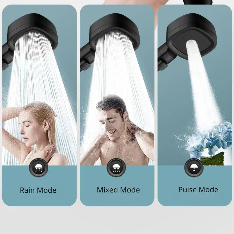 Cabezal de Ducha de Alta Presión, Ahorro de Agua con 3 Modos – Rociador de Masaje con Botón de Parada Rápida, Cabezal de Ducha Ajustable para Baño – Accesorios de Baño.