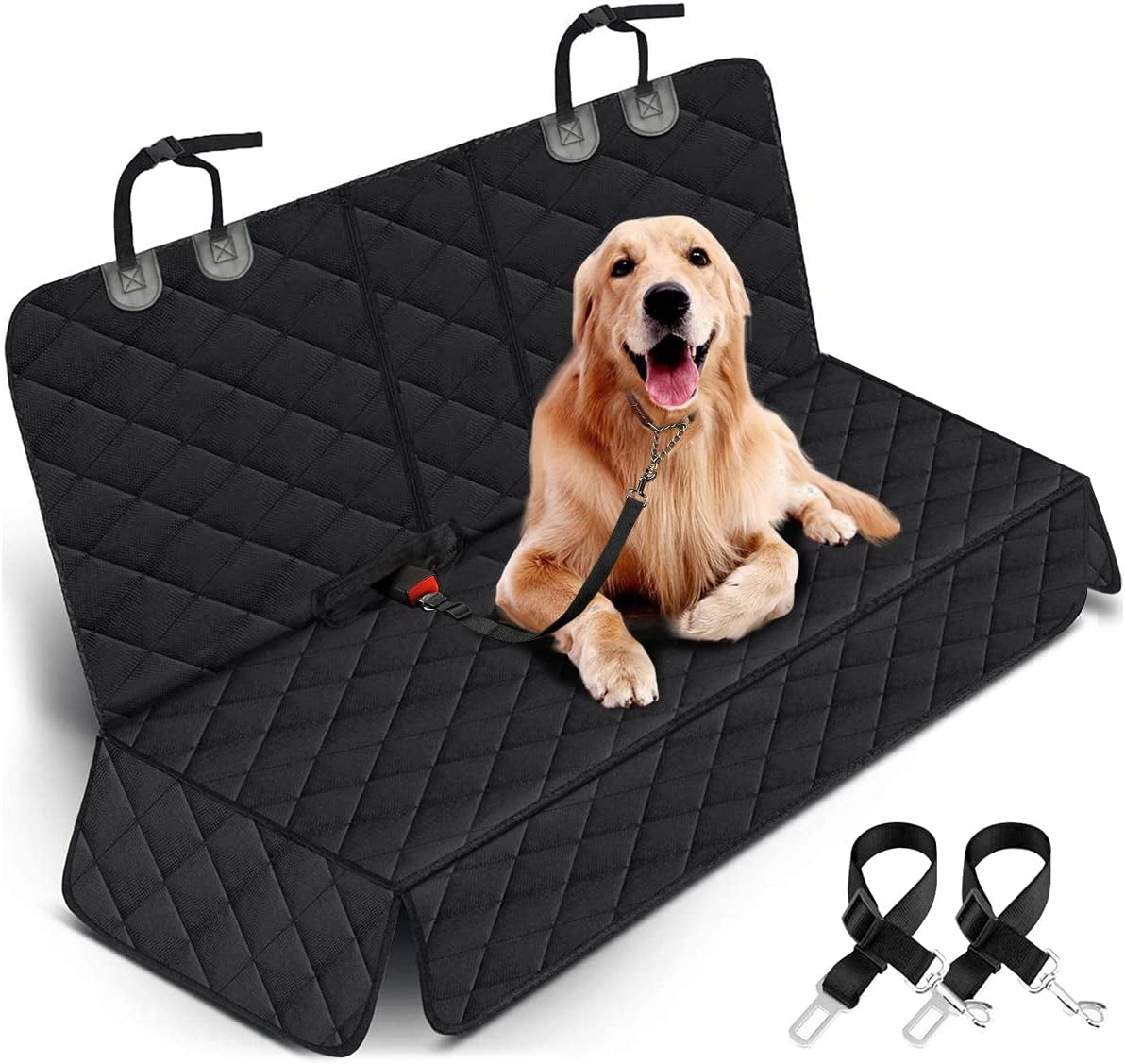 Funda de Asiento para Perro – Protector Impermeable para Asiento Trasero de Autos, Camionetas y SUV – Antideslizante, Compatible con Reposabrazos Central – Color Negro.